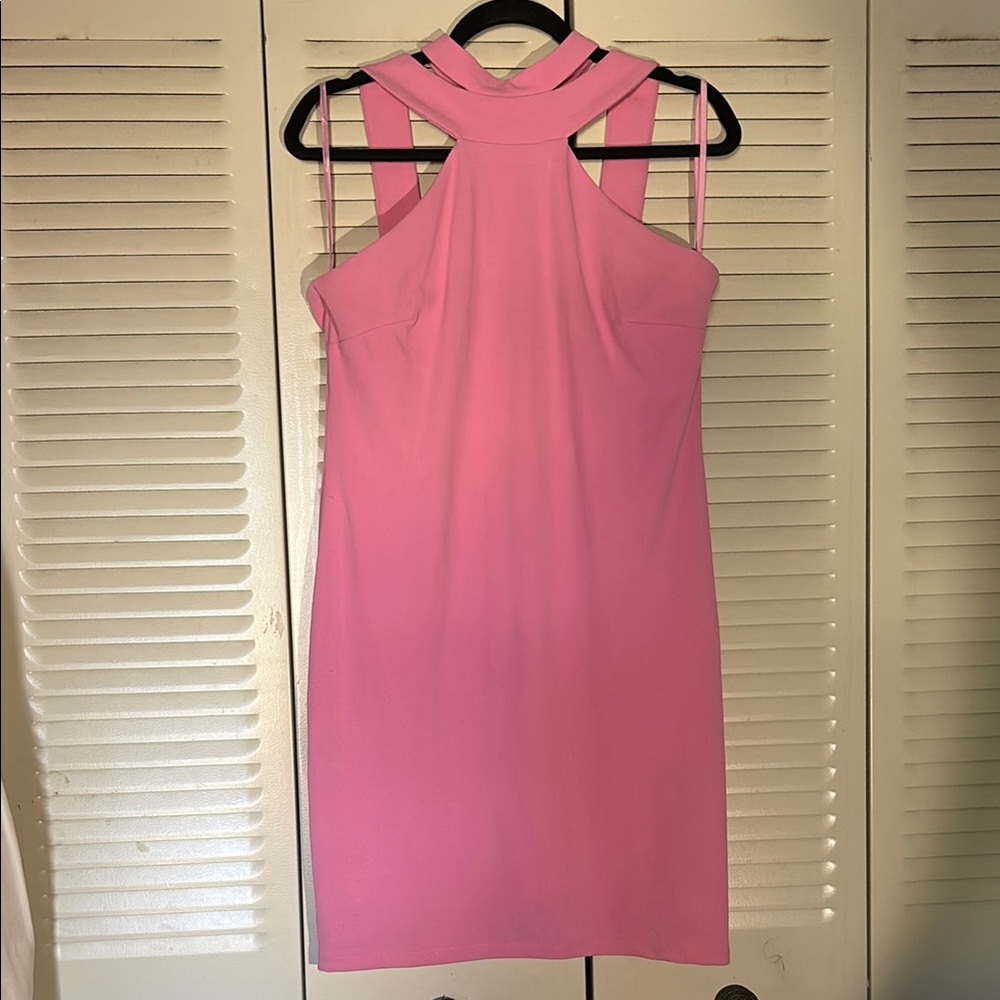 Bebe Pink Sheath Halter Dress for Cocktail
